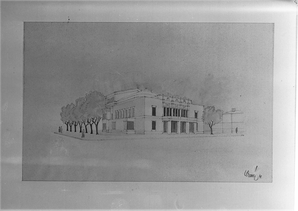Sven Wranér, stadsarkitekt
Förslag till konserthus - Gävle Teater

Förslag fanns 1941 om att Gävle Teater skulle om- och tillbyggas för att kunna fungera som konserthus.

