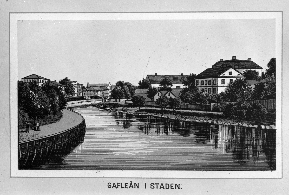 "Gafleån i staden", efter foto av Fredrik Renard.