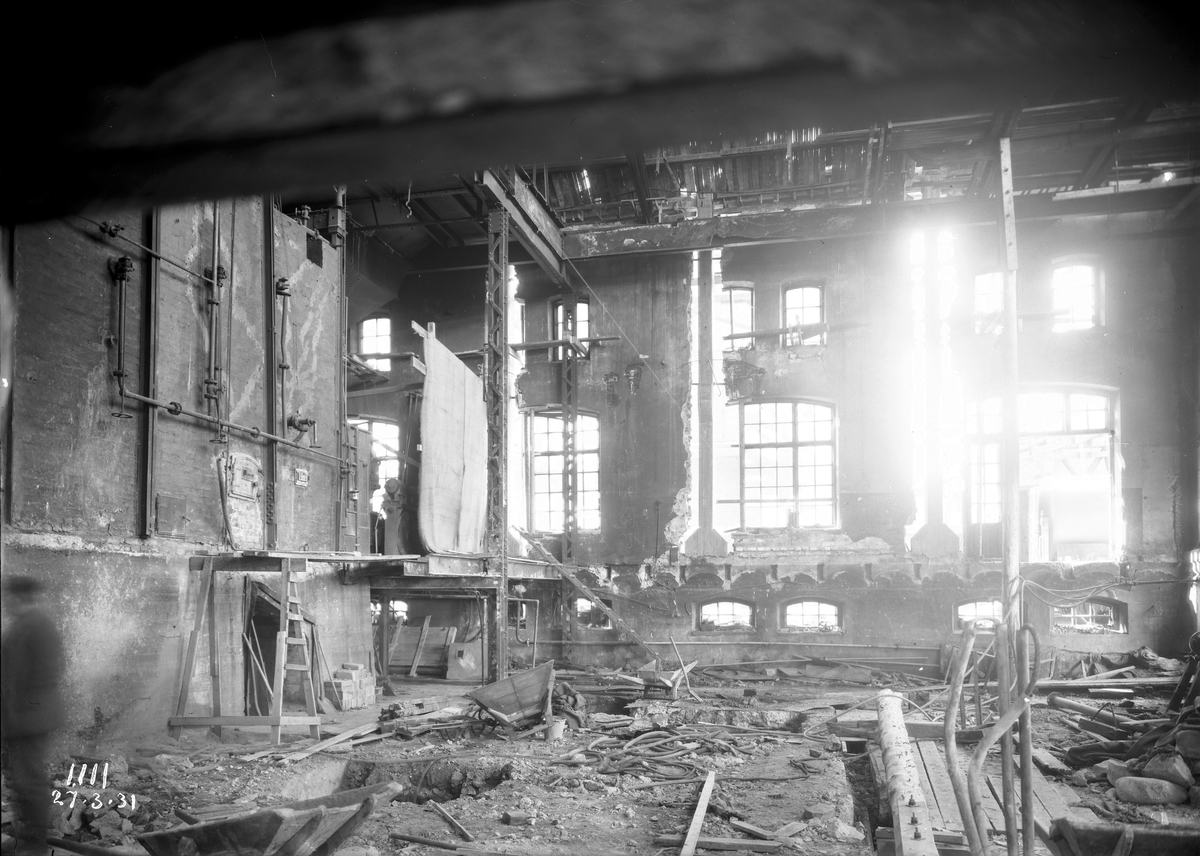 Gamla pannhuset under reparation. Korsnäs AB. Den 27 mars 1931
