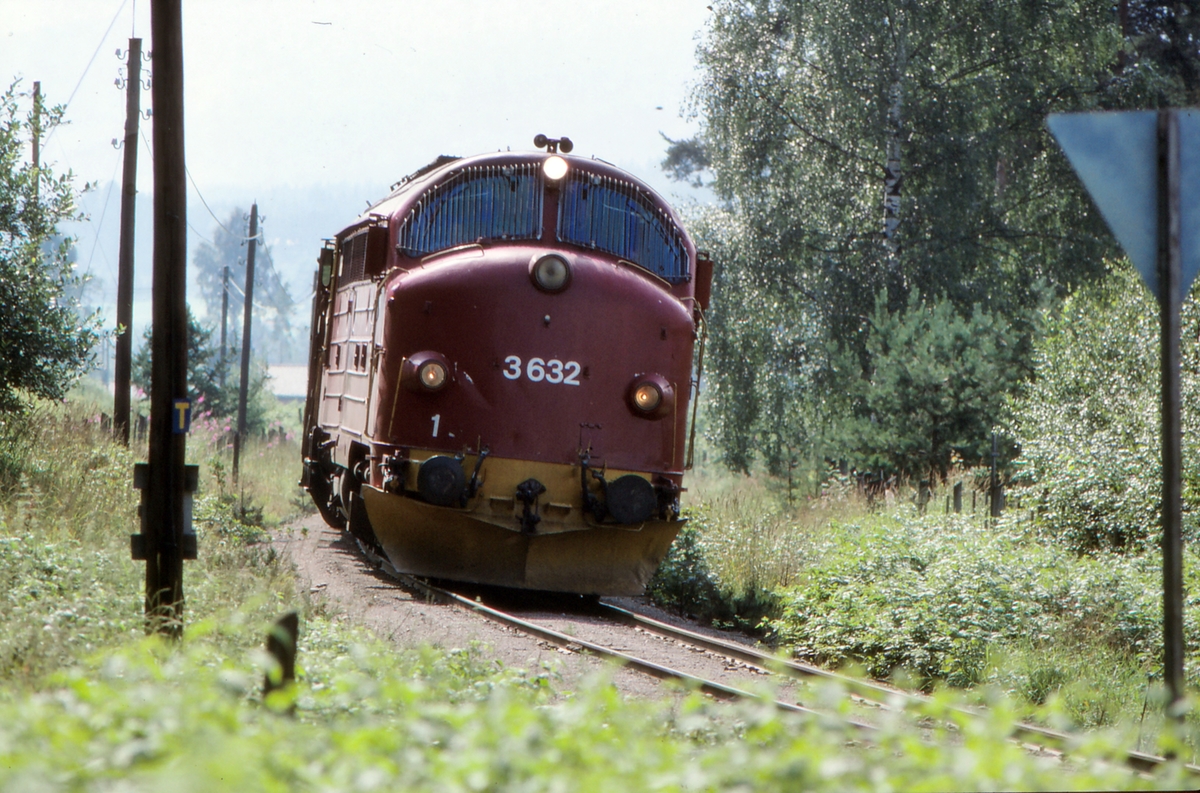 NSB persontog 281 Oslo S - Fagernes i nærheten av Dokka, trukket av dieselelektrisk lokomotiv Di 3 632.