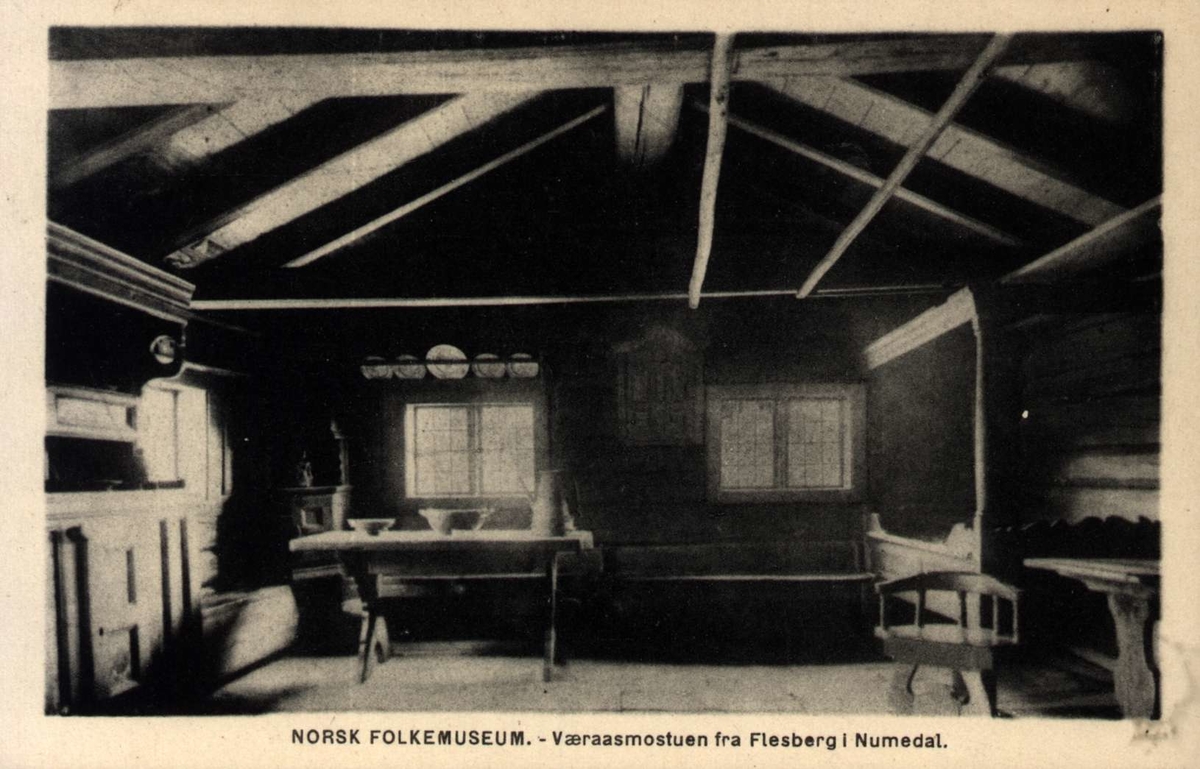 Postkort. Veråsmostuen, Flesberg i Numedal.  Numedalstunet,NF.
