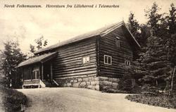 Postkort. Hovestua fra Heddal i Telemark. Utstilling NF.