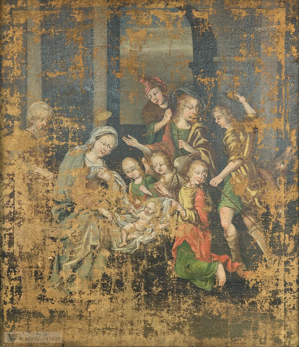 Jesusbarnet, Maria og Josef, samt hyrder