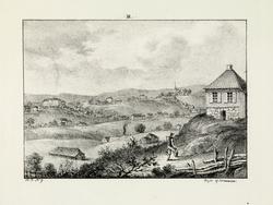 Utsikt fra Tøyen mot vest [litografi]