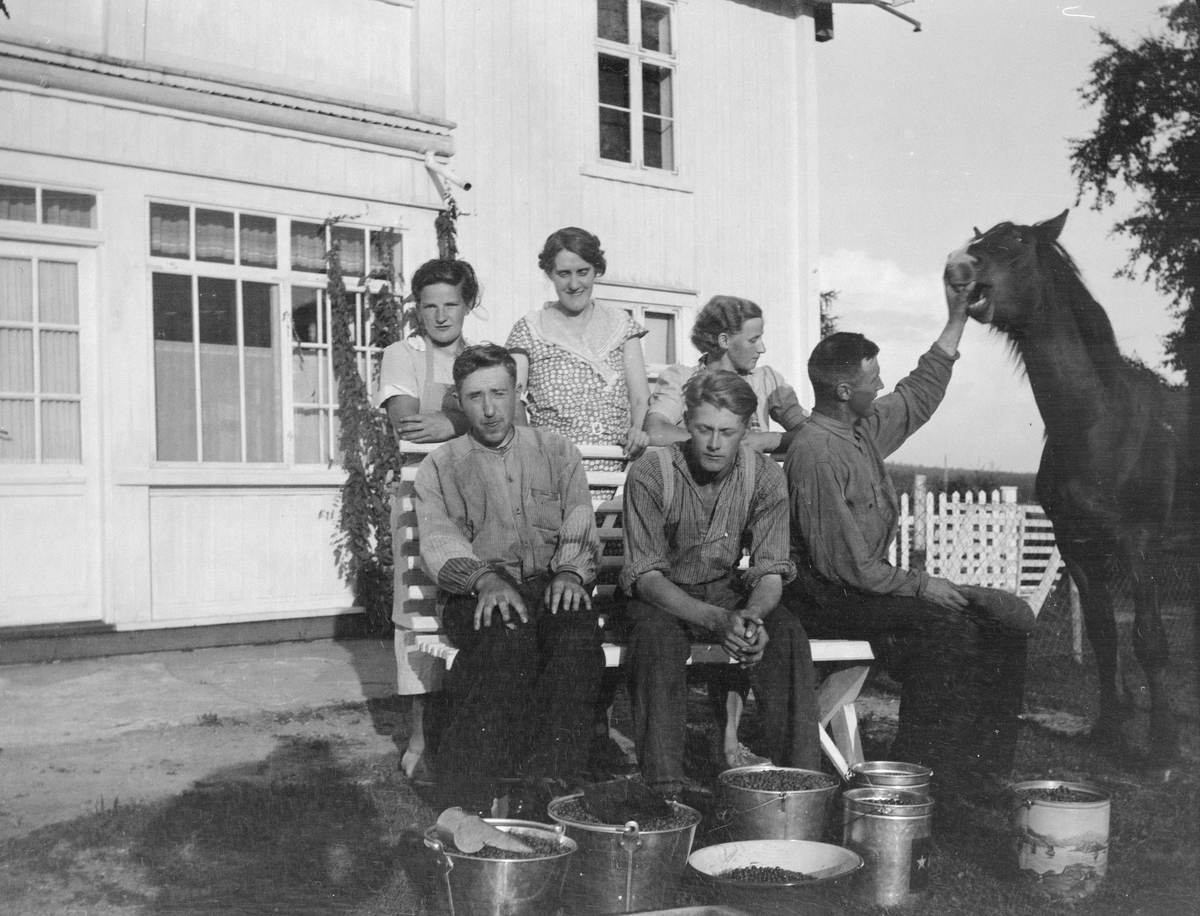 Paula Lillegrundset, Ingeborg Rustad USA, Olga Skjærbekk senere Pedersen, Erling Rustad, Erling Granli, Alf Børrestuen.