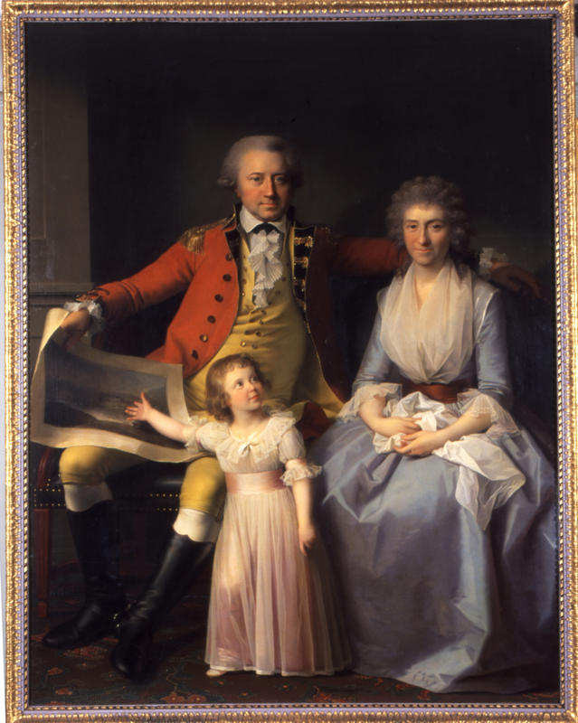 Maleri hvor Peder Anker står omgitt av kone og barn.
(Jens Juel 1792)