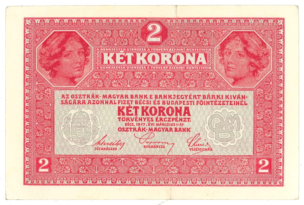 Sedel från Österrike -Ungern
År: 1917
Valör: 2 Kronor

Ingår i en samling med sedlar och nödsedlar från Österike.