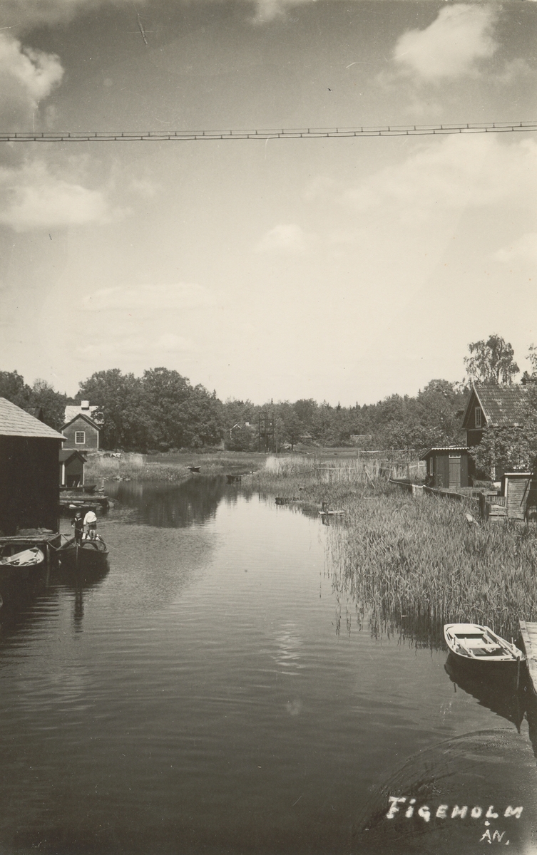 Norra ån. Foto H. Sage. T.v. Jennes bod.
År 1931.