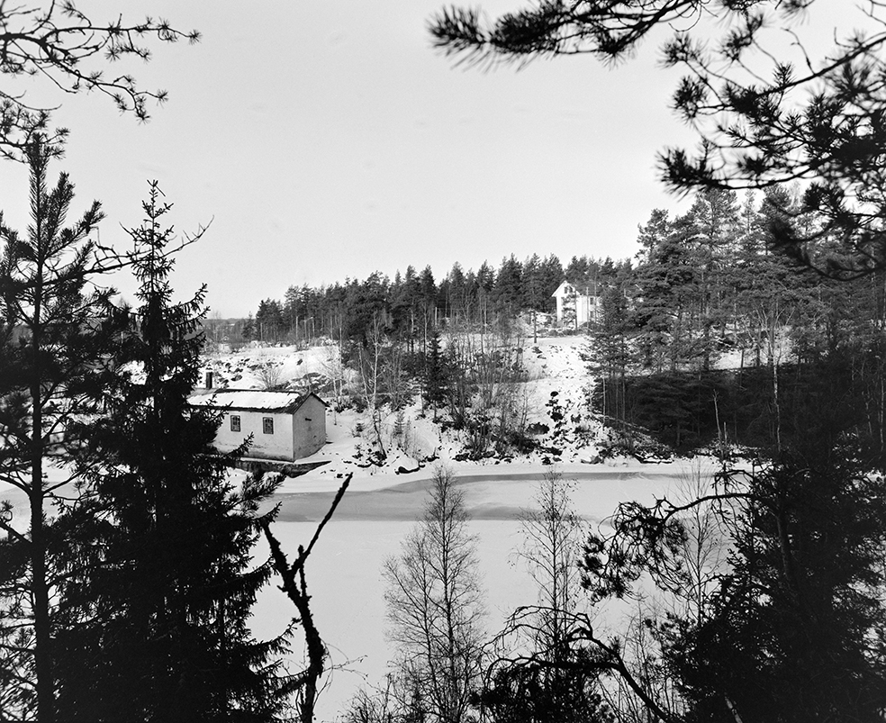 Klevfos Industrimuseum, Ådalsbruk, Løten. Eksteriør, vinter.