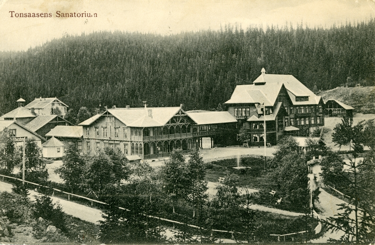 Tonsåsen sanatorium. Postkort sendt rundt 1905