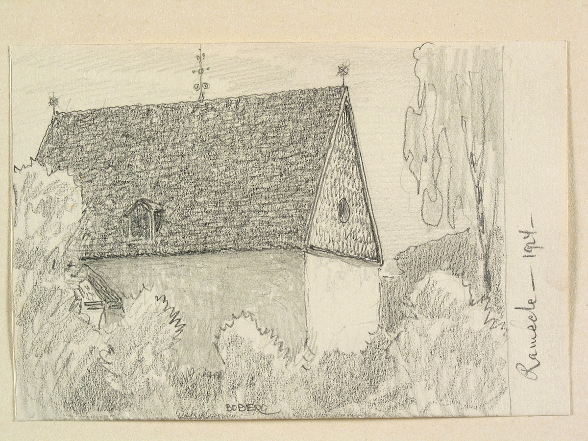 Teckning av Ferdinand Boberg. Ångermanland, Ramsele kyrka