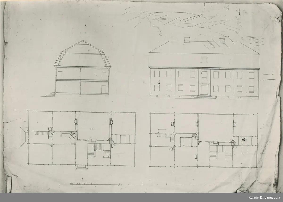 Ritning över Värnanäs Herrgård Kalmar Läns Museum Digitaltmuseum 