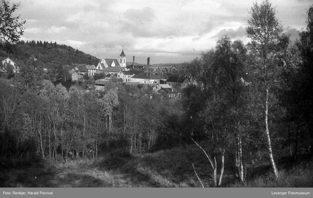 Utsikt mot sentrum, Levangerkirka. Tatt fra Lillemarksbakkene.