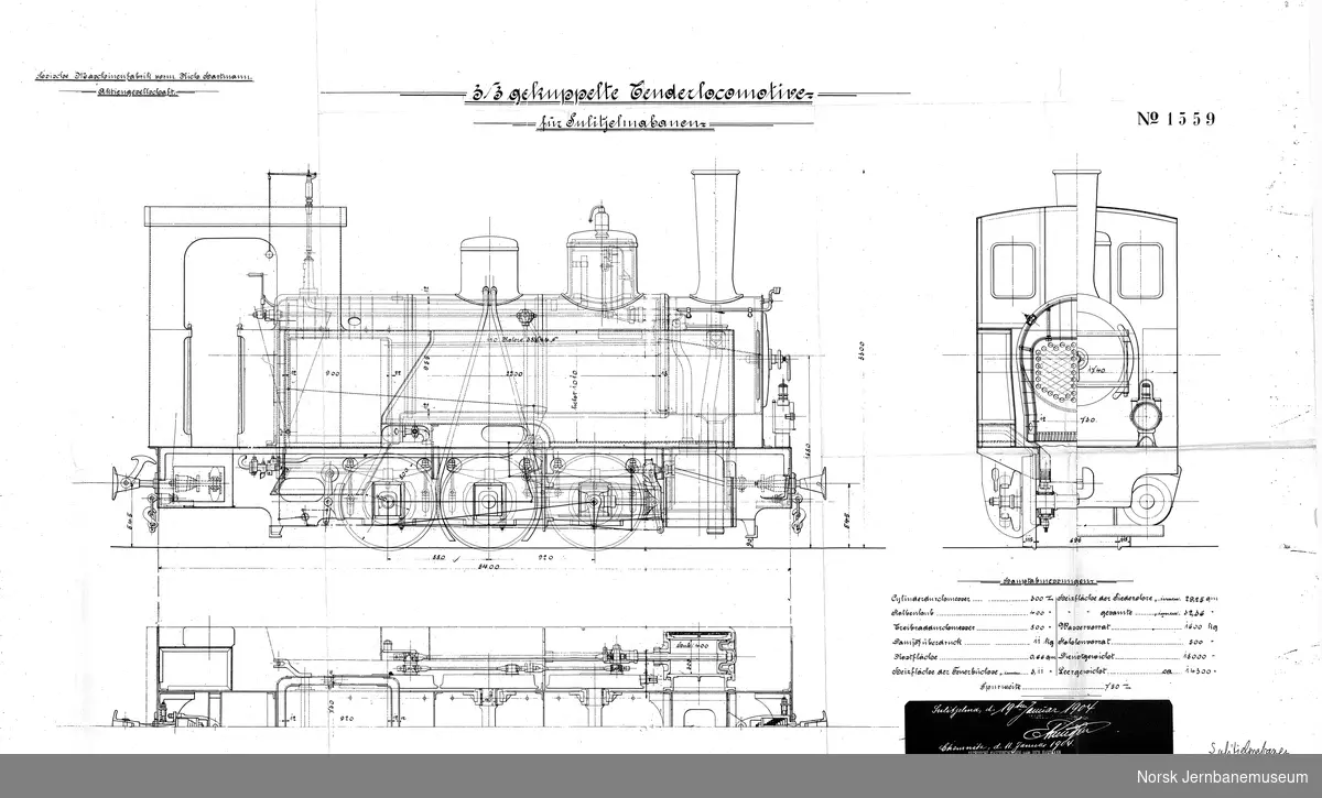 3/3 gekuppelte Tenderlocomotive für Sulitjelmabanen