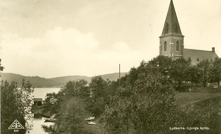 Enligt Bengt Lundins noteringar: "Ljungs kyrka med Ljungån".