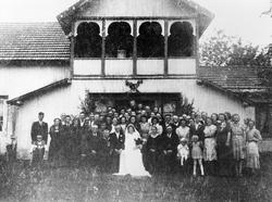 Bryllup, personer, klær, bygning.