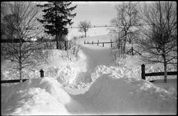 To vinterbilder fra gårdsplassen på fotografens eiendom Odbe