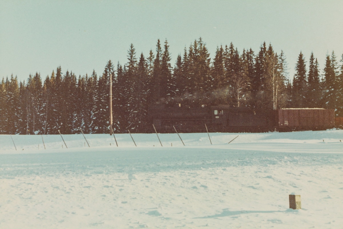 Damplokomotiv type 31b nr. 448 med godstog Eina til Skreia, her underveis mellom Eina og Reinsvoll