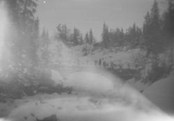 Islagt elv ved Colletts bro i Mesnaelva.