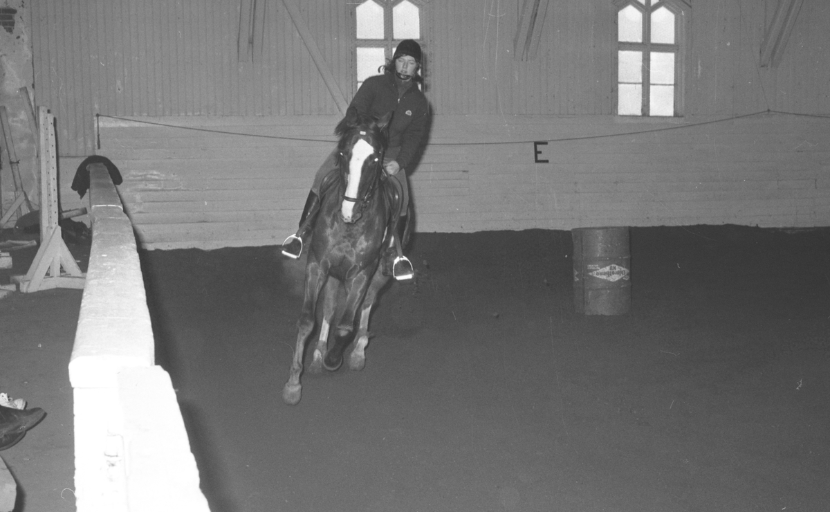 To politimenn og hest ved festningsmur.
På hesten politikonstabel Ragnar Kivle.
På bakken rytterkorpsets sjef Andreas Trudvang.