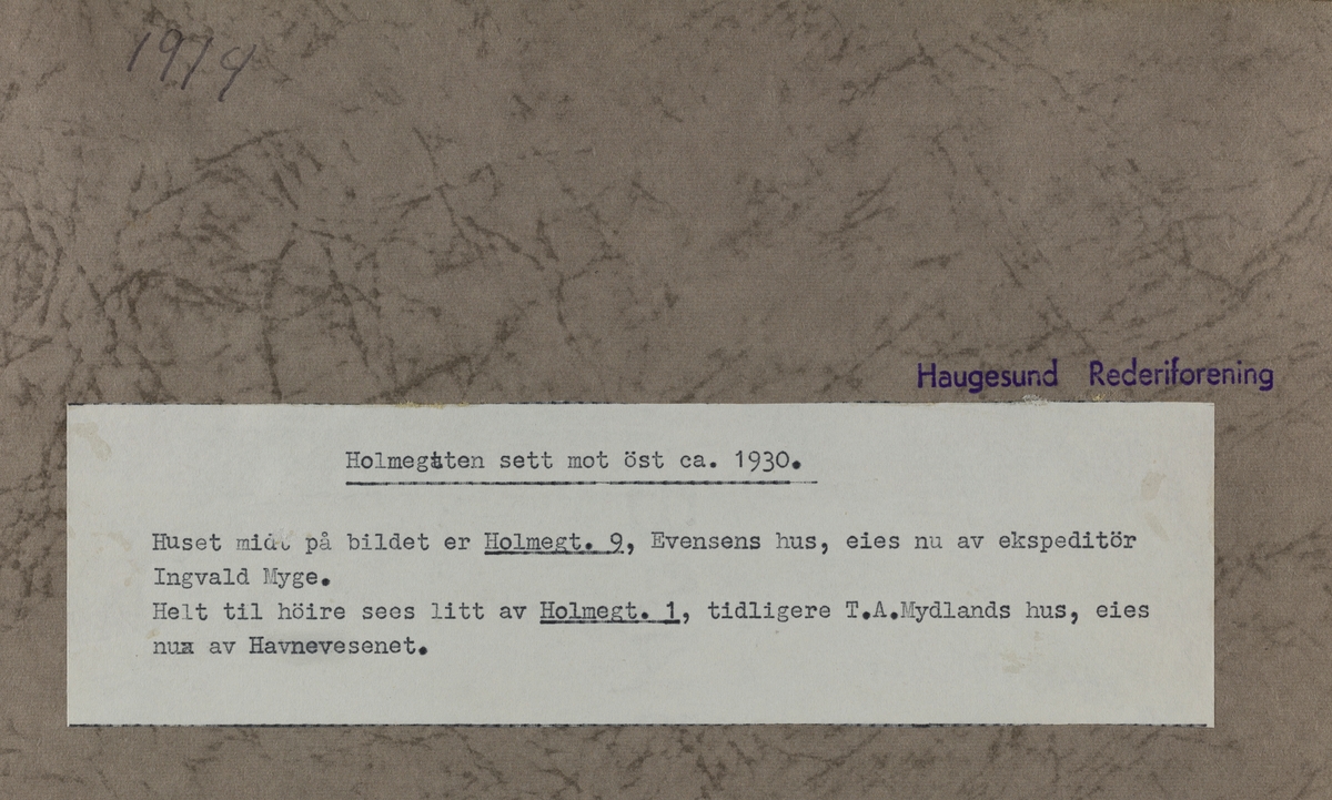 IX Hasseløen - Holmegaten sett mot øst ca.1930