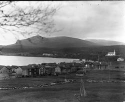 bebyggelse, kirke, hest, hestevogn, gård, kulturlandskap