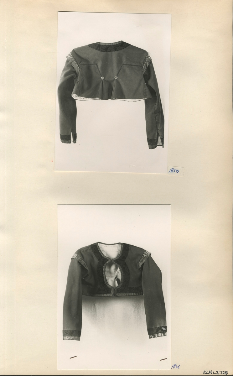 Kartongark med två fotografier av tröja