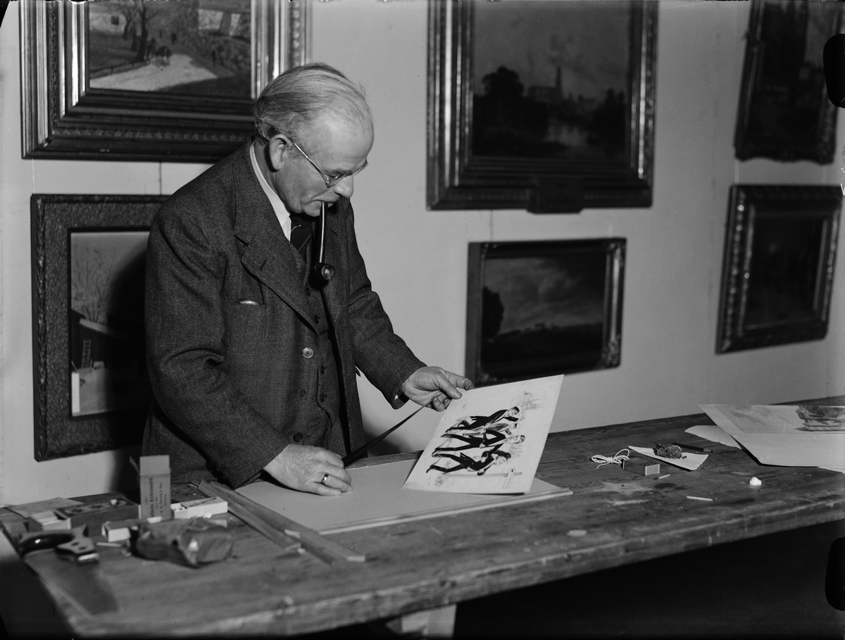 Teckningslärare Bernhard Berg har "bråda dagar" med Upplands Konstförenings utställning "Upland i konsten före 1900" på Östgöta nation, Trädgårdsgatan 15