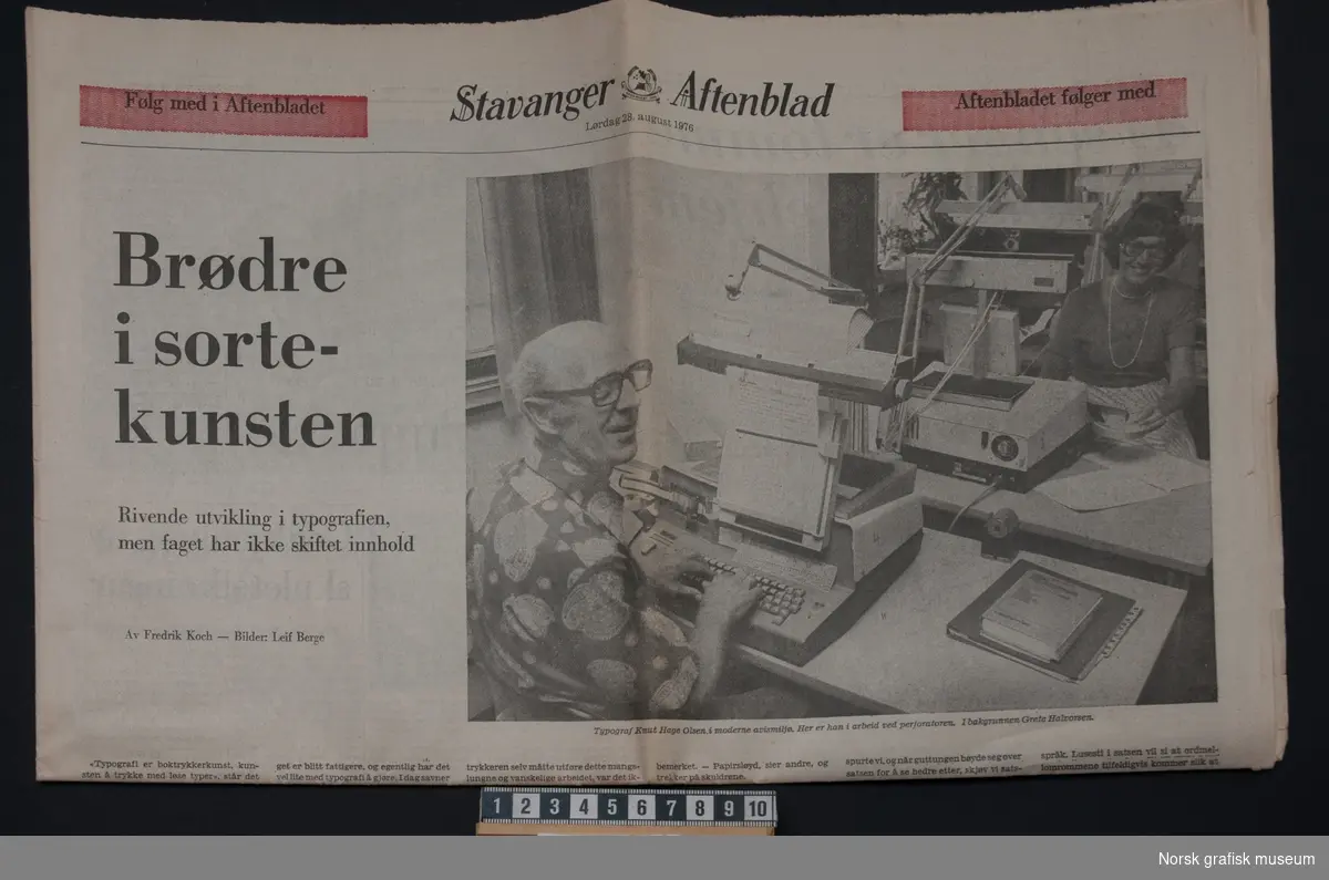 Siste blysatte utgave av avisen Stavanger Aftenblad før overgangen til fotosats