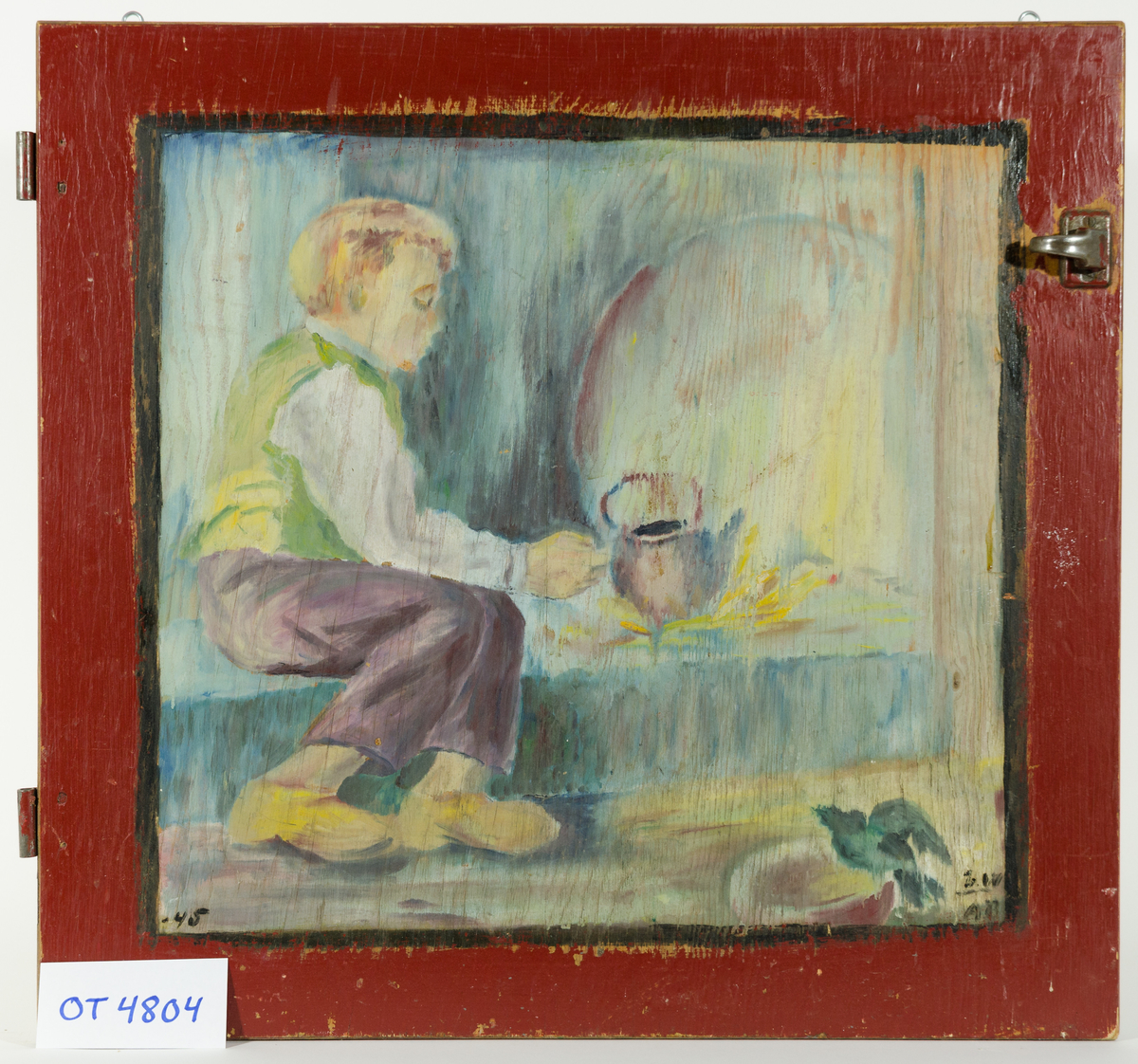 påført: -45 (1945)
Maleri på skapdør.