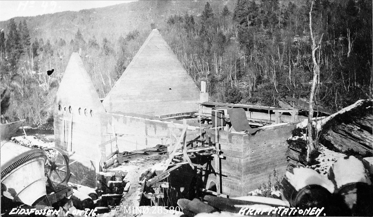 Eidsfossen oktober 1916 - kraftstasjonen