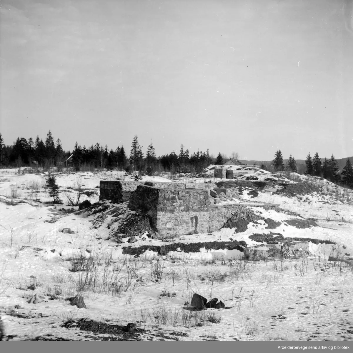 Korsvollparken etter tyskernes befestningsanlegg. Januar 1947