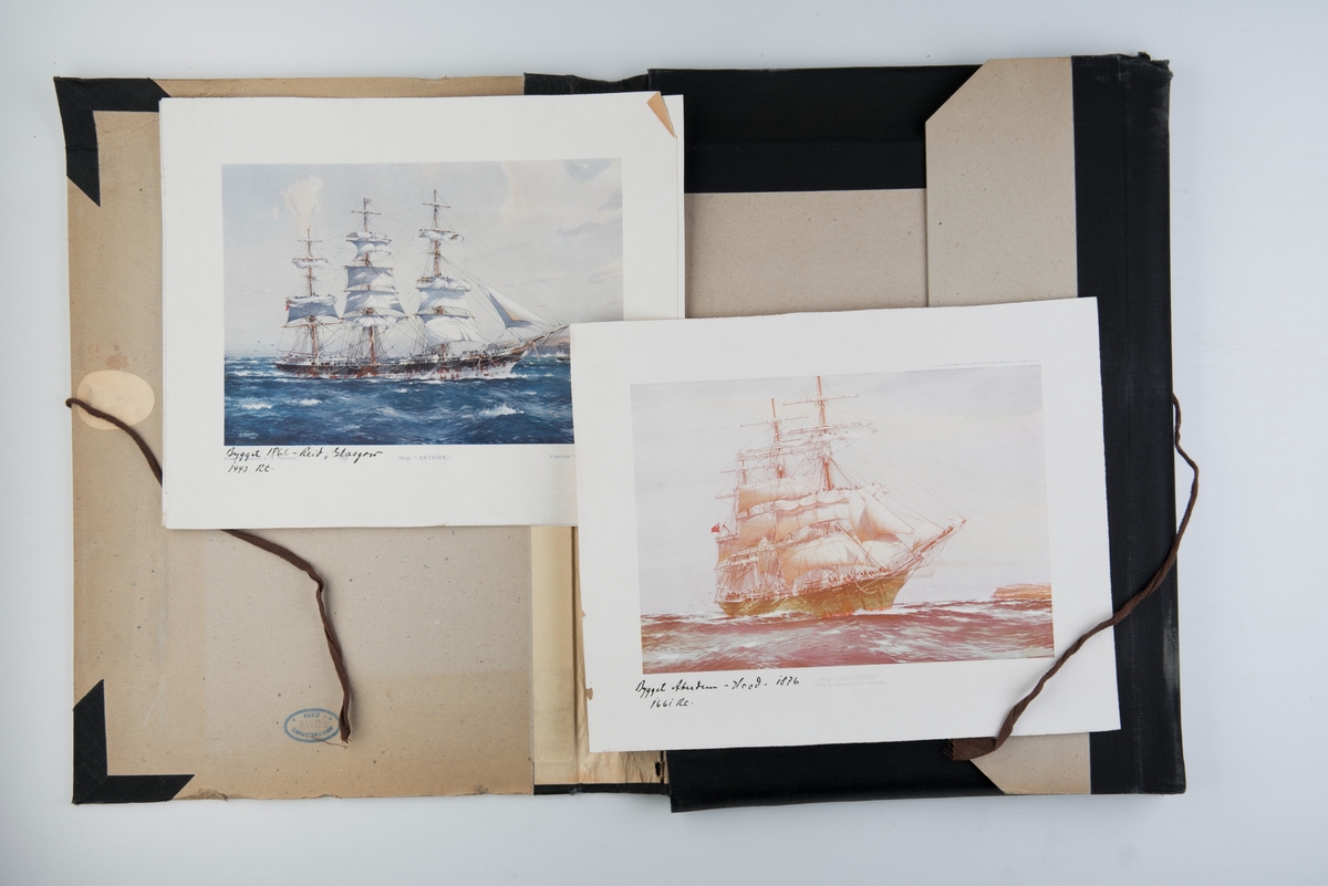 Reproduksjoner av skuteportretter fra bokverket "Sail" av J. Spurling utgitt i årene 1927-36