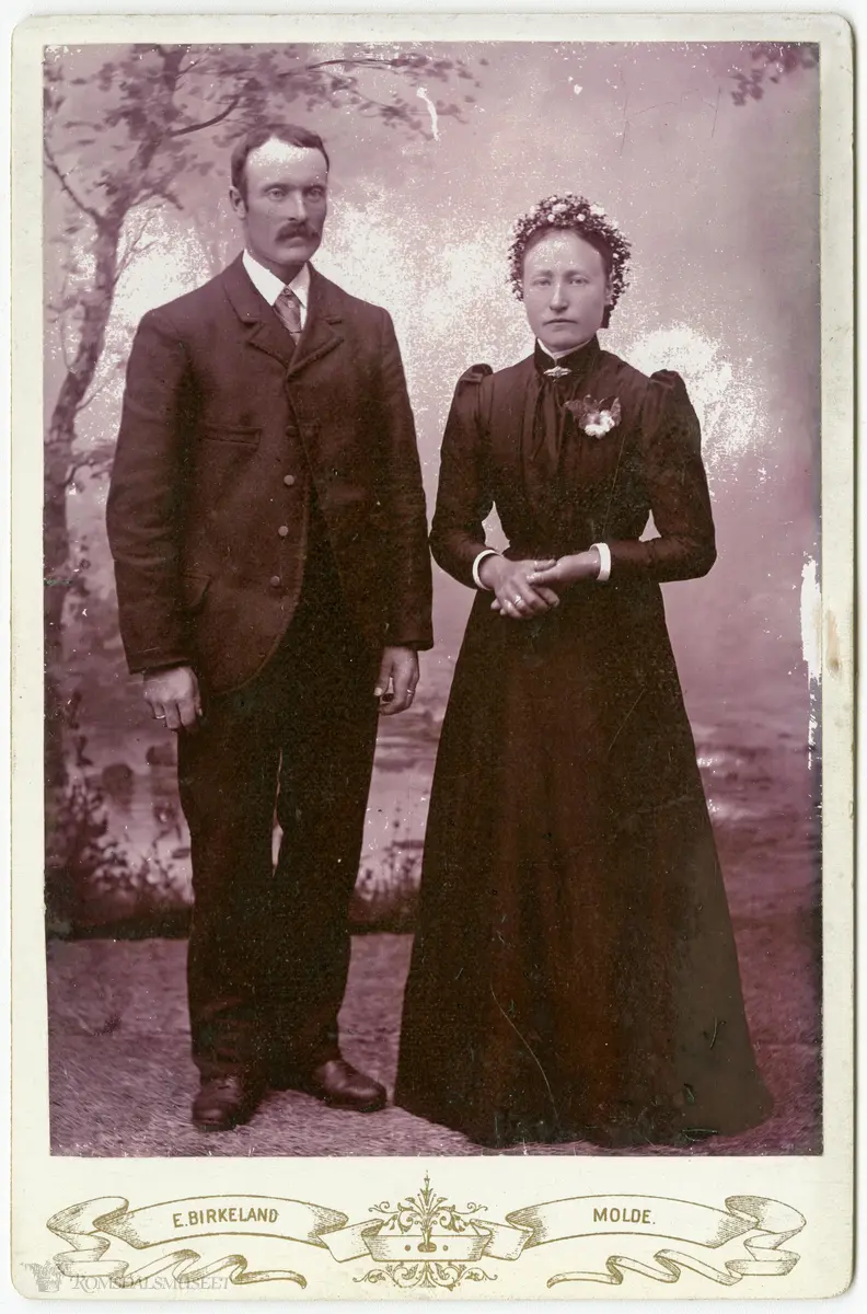 Bryllupsbilde av Ane og Nils Eriksen Daugstad. .De giftet seg i Sylte kyrkje den 29.10.1895.