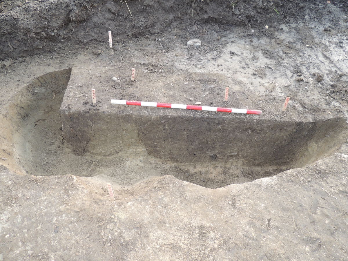 Arkeologisk förundersökning och undersökning, lokal 1, stolphål 4645 med flera, Häggeby, Skuttunge socken, Uppland 2017