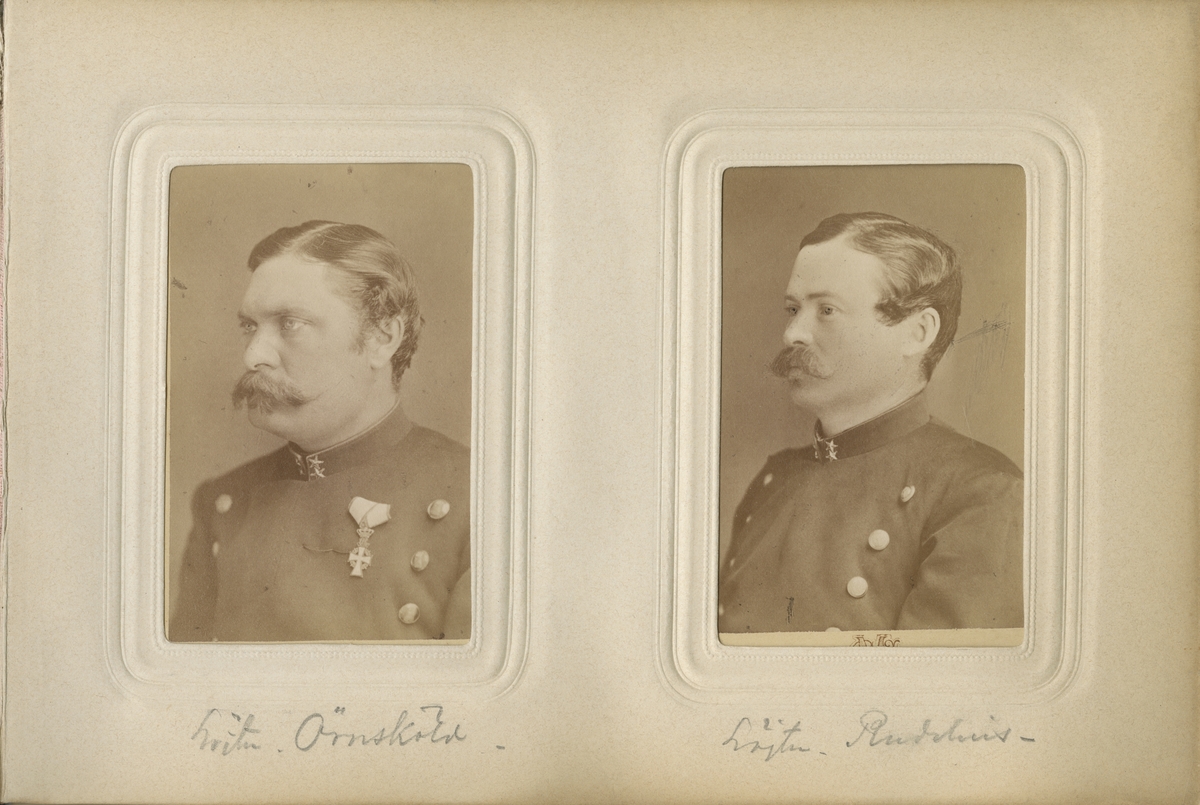 Porträtt av friherre Knut Alfred Rudolf Fabian Örnsköld, löjtnant vid Jönköpings regemente I 12.
Se även bild AMA.0009352 och AMA.0013862.
