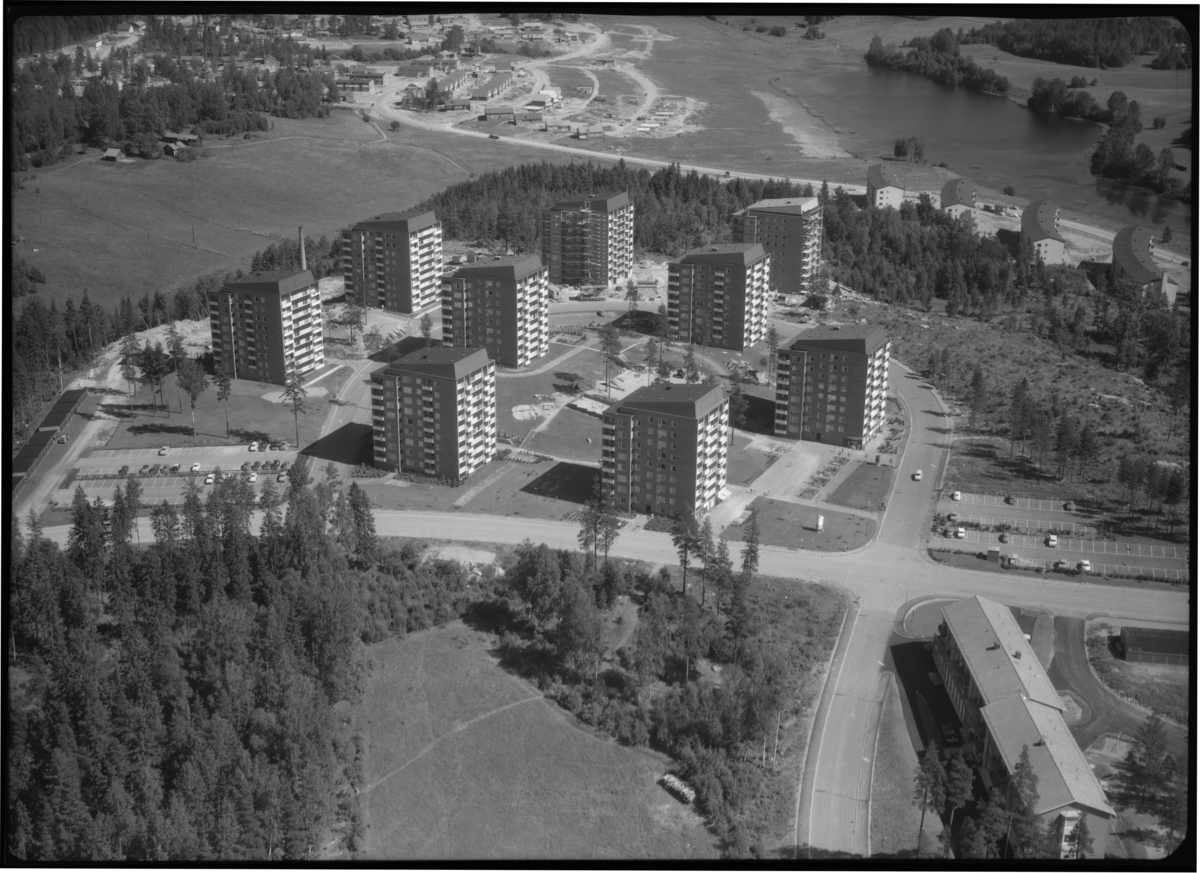 Flygfoto över stadsdel Norrby, Fagersta.