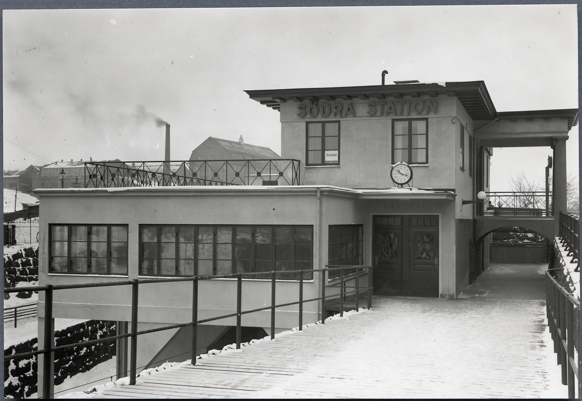 Stockholm Södra personstation, byggd 1926. Bild av tillbyggnaden uppförd 1937.