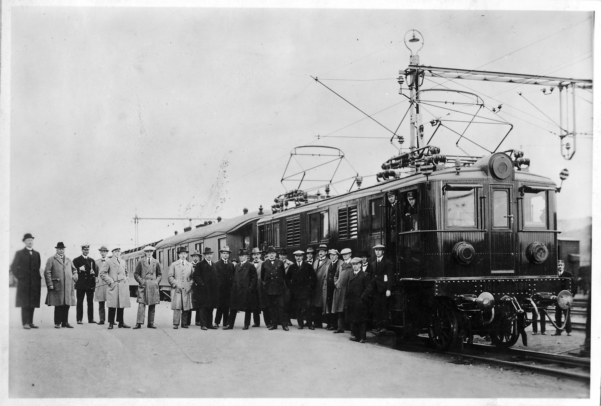 Ellok, Statens Järnvägar, SJ D 101, på sin första provfärd i Kiruna, juni 1925.