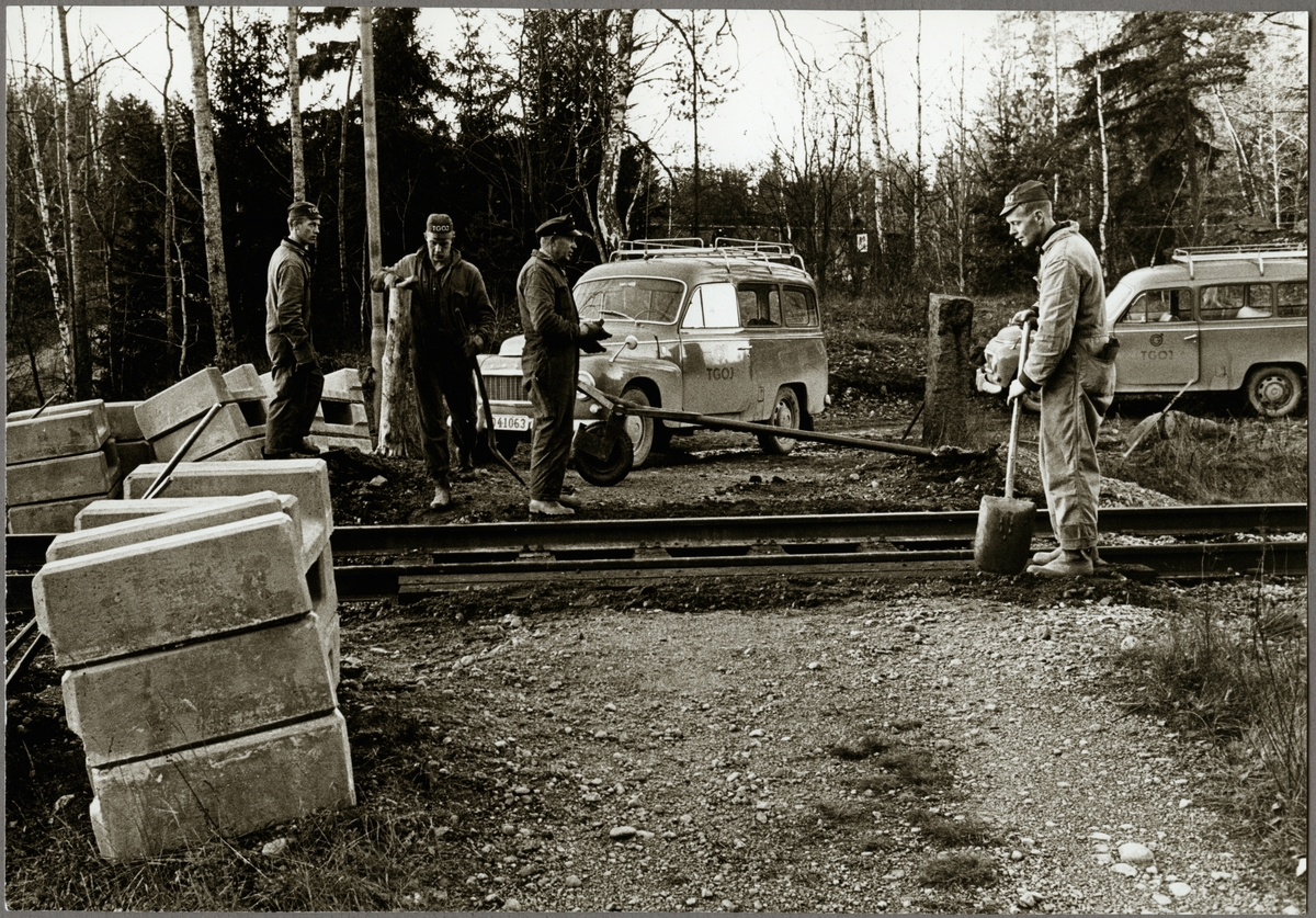 Underhållsarbete på sträckan mellan Harsjön och Bälgviken 1967.