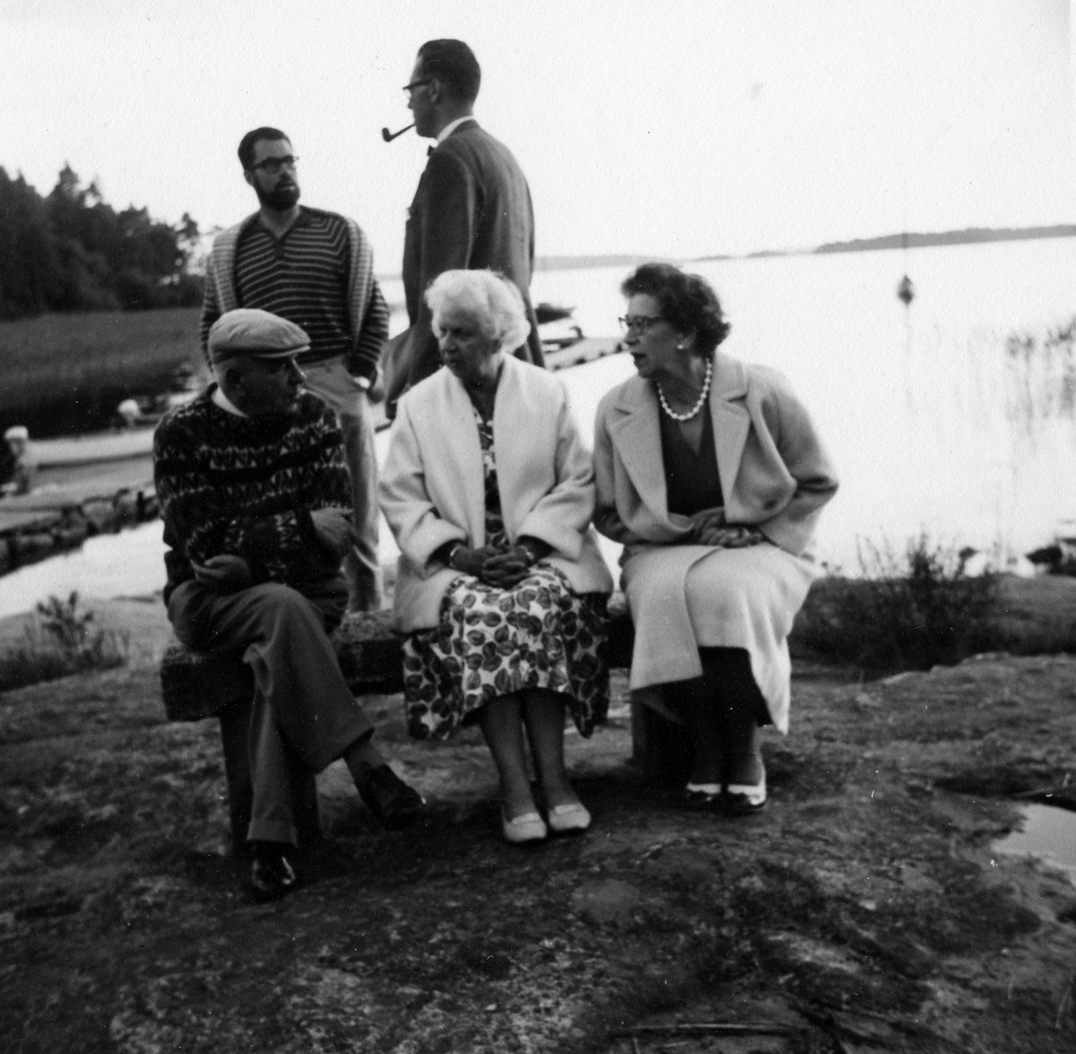 Erik Lennartsson, bröderna Walter, Nanny Svensson och Lisa Walter på årsmötet på Lövekulle 1962.