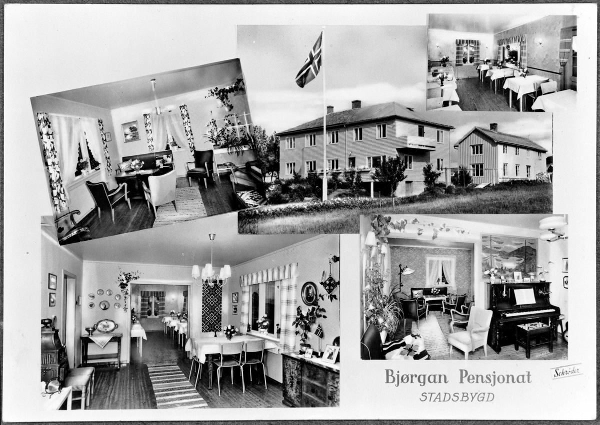 Postkort over Bjørgan Pensjonat, Stadsbygd.