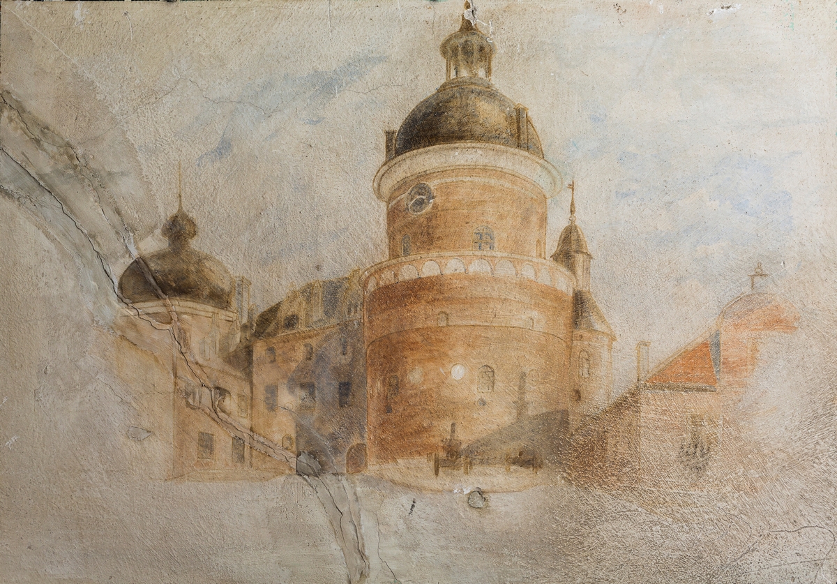 Logement 12.
Del av 3. komp dagrum med väggmålningar från 1920-talet.

Gripsholms slott.