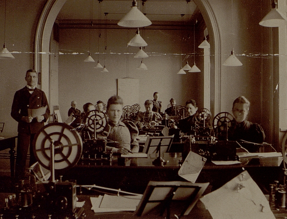 Stockholm. Stockholms telegrafstation i början av 1900-talet. Interiör.