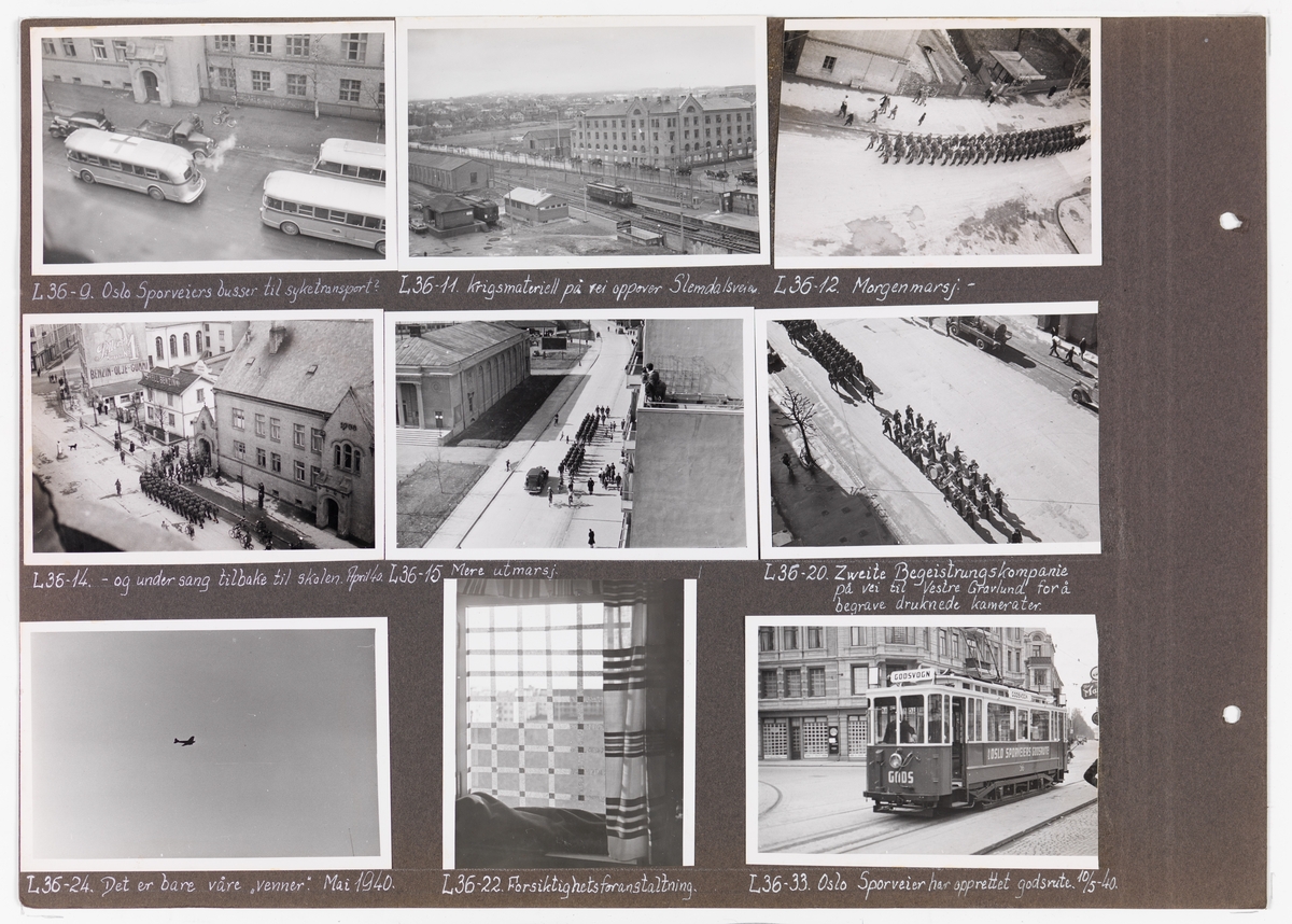 Adolf Bechs fotoalbum fra 1939-1940. Bech var kontorsjef ved transportkontoret i generaldirektoratet for Norges Statsbaner. 

Enkeltbilder fra albumet er publisert på reg.nr. UHB-105-0002 - UHB-105-0141.
