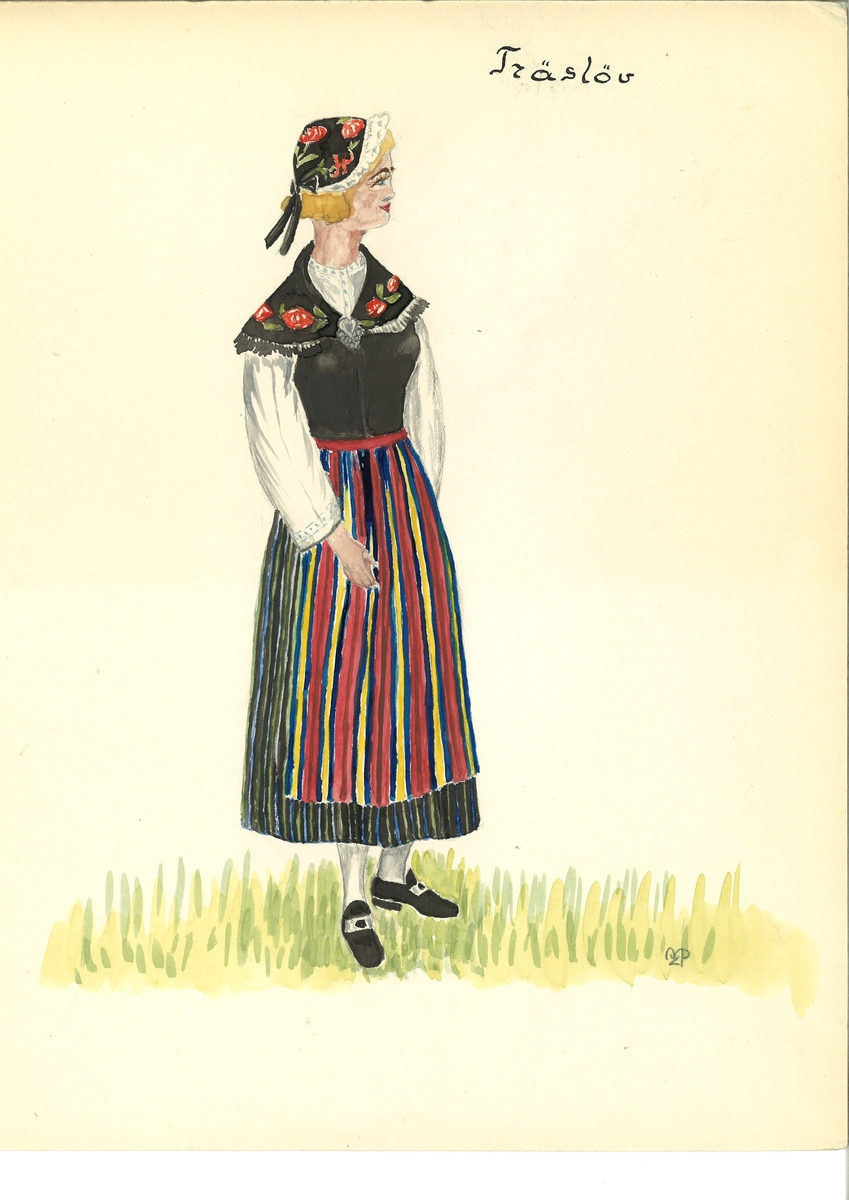 Folkdräkt från Träslöv i Halland