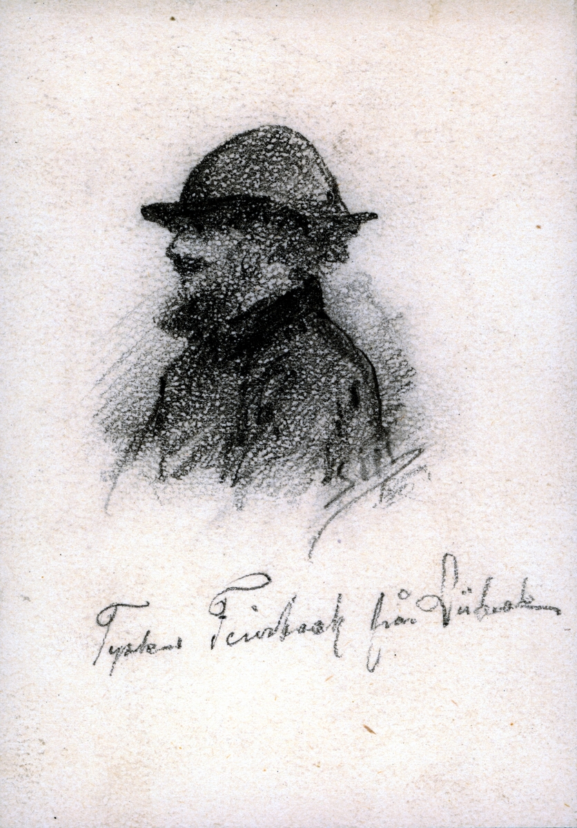 Man med skägg och hatt, "tysken Feierbach från Lübeck"