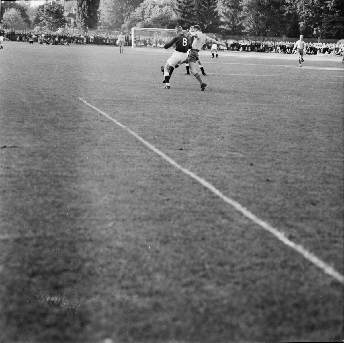 Sverige - Norge i B-landskamp i fotboll, Uppsala 1958