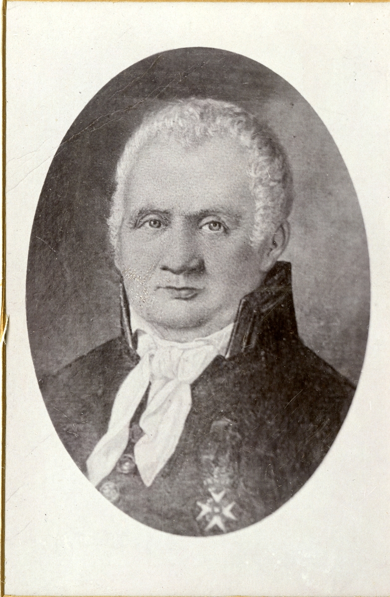 Jonas Wessel .1766-1851. Carte de visitte fotografi som viser avfotografering av Wessel som var sorenskriver i nedre Telemark