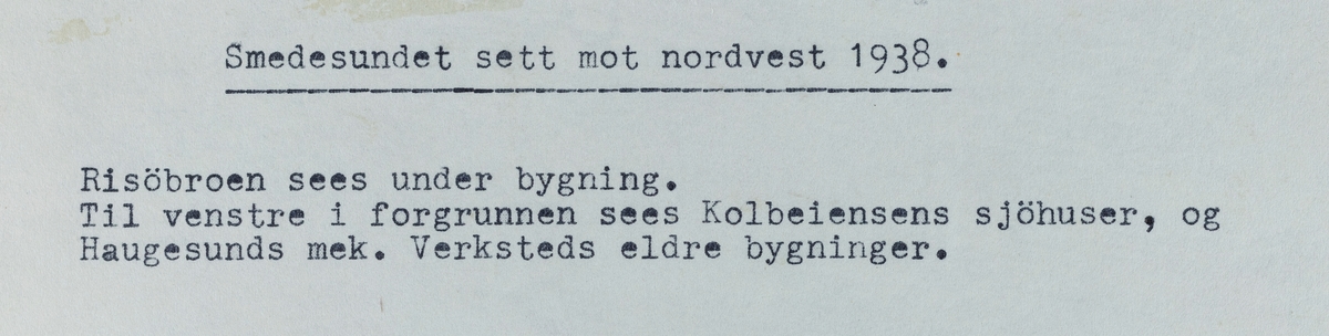 Haugesund Mekaniske Verksted (H.M.V) og Smedasundet sett mot nordvest, 1938.